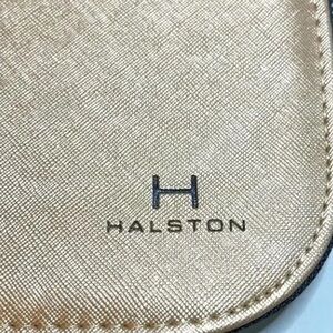 Halston Leather Jewelry Travel Case Zippered Organizer Gold